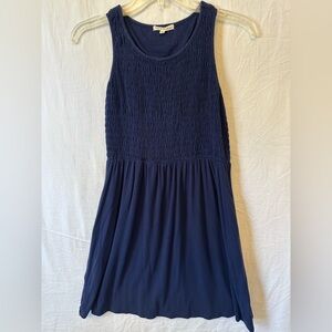 Copper Key Girls Navy Smocked Sleeveless Dress with Pockets size XL